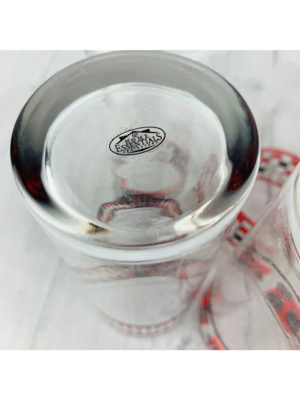 Home Essential CLASSIC GAMES Style 1916 Black Red Motif Highball Glasses Set 6